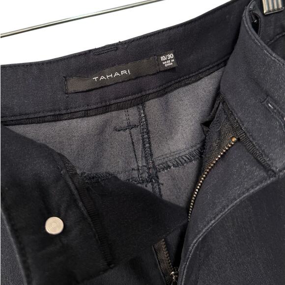 Tahari 10/30 High Rise Trousers $178 Stretch Cotton Dress Pants Crop Navy Blue - Picture 8 of 9